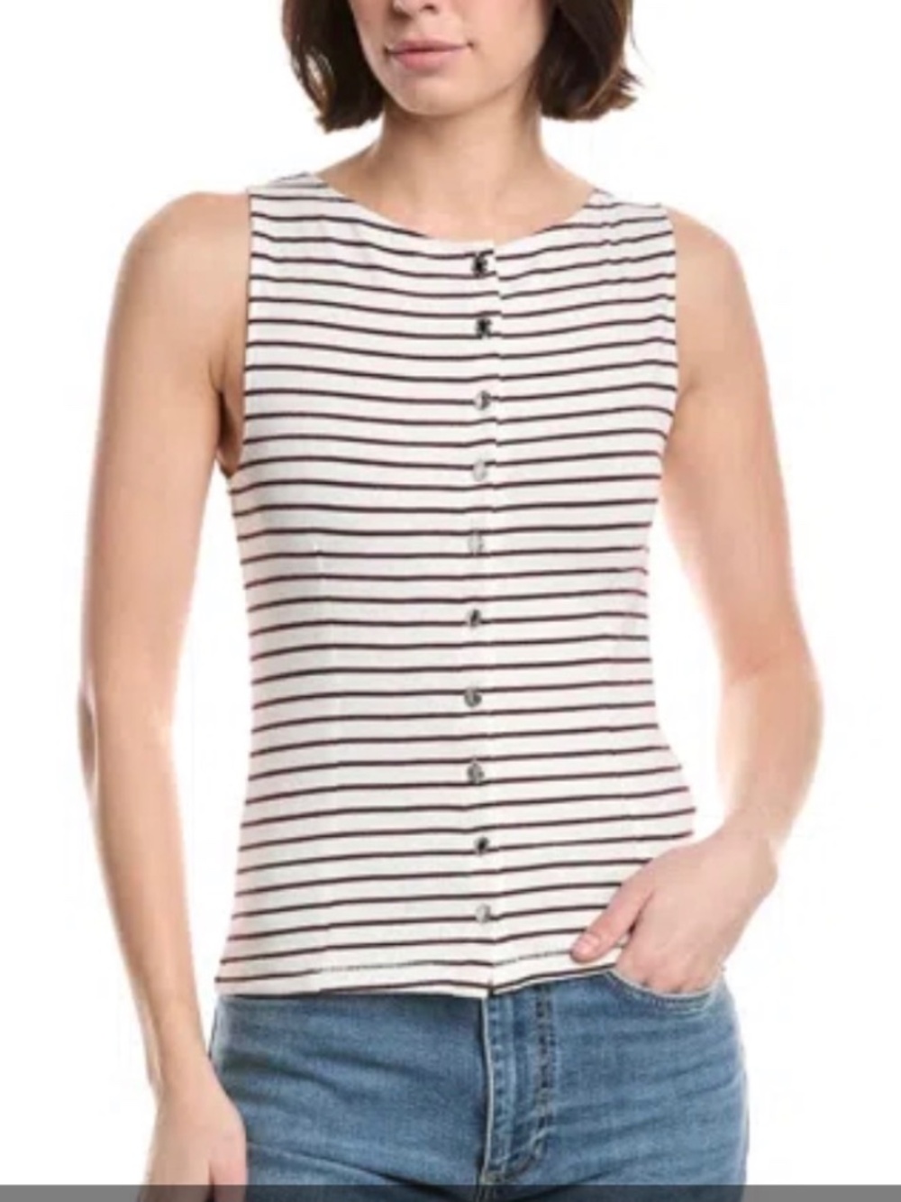 NWT Rag and Bone Knit Stripe Boat Neck Tank Burgandy Multi Size S